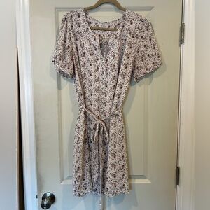 Lucky Brand Boho Floral Short Sleeve Dress - Size Large